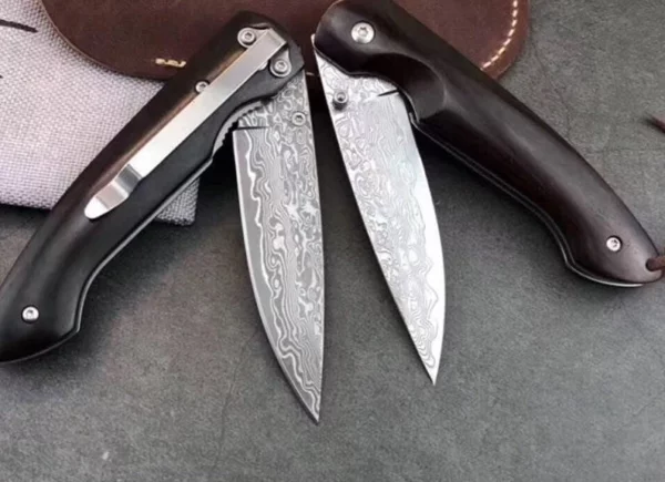 A pair of 2 Custom Handmade Damascus Steel Hunting Pocket Knife With Bull Horn Handle Fk 53 5