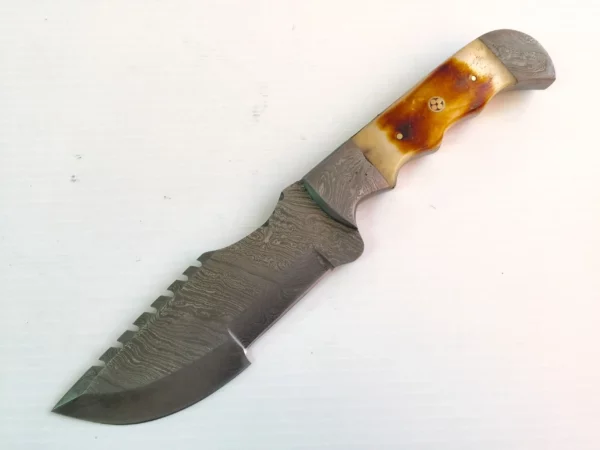 Custom Bowie Knife With Damascus Bolsters Burn Bone Handle BK 55 2