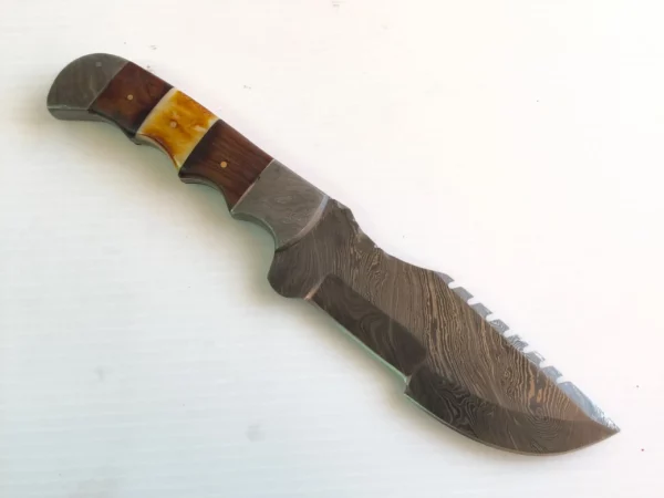 Custom Bowie Knife With Damascus Bolsters Burn Bone Handle BK 56 2