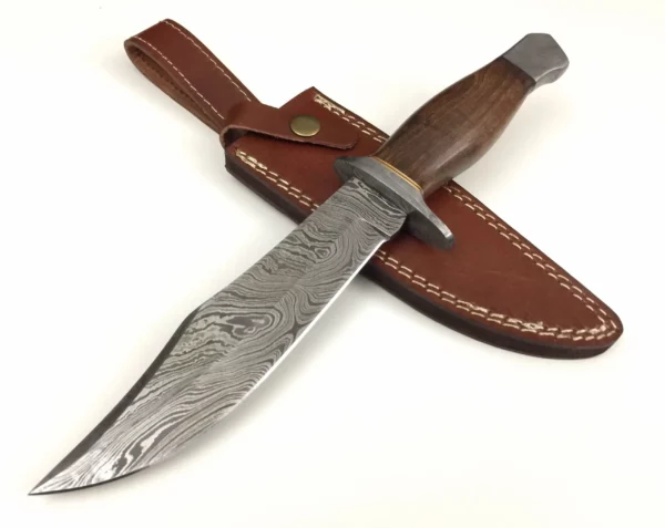 Custom Bowie Knife with Damascus Guard Walnut Wood Handle BK 68