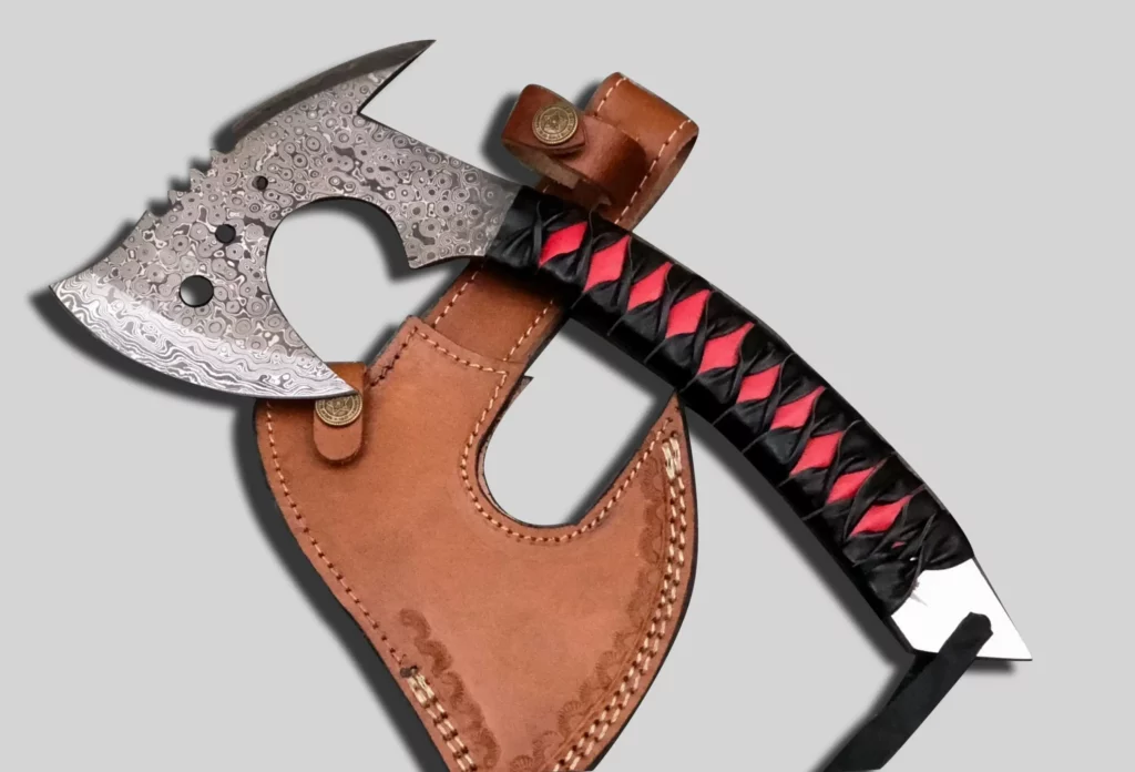 Custom Damascus Axe With Synthetic Leather Handle Ax-49 