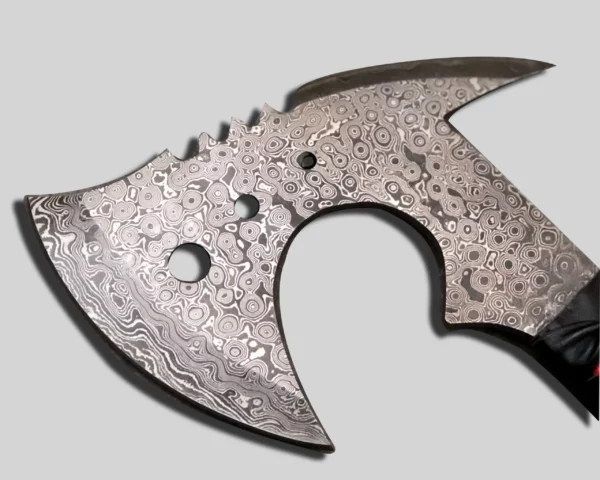 Custom Damascus Axe With Synthetic Leather Handle Ax 49 4