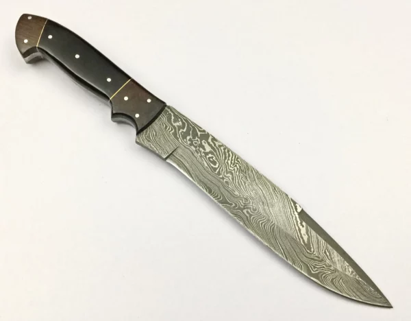 Custom Damascus Bowie Knife With Buffalo Horn Handle BK 50 3