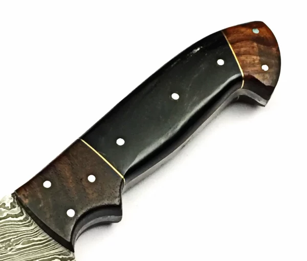 Custom Damascus Bowie Knife With Buffalo Horn Handle BK 50 5