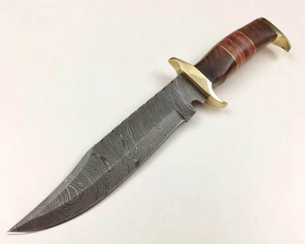Custom Damascus Steel Bowie Knife With Walnut Wood Handle BK 54 2