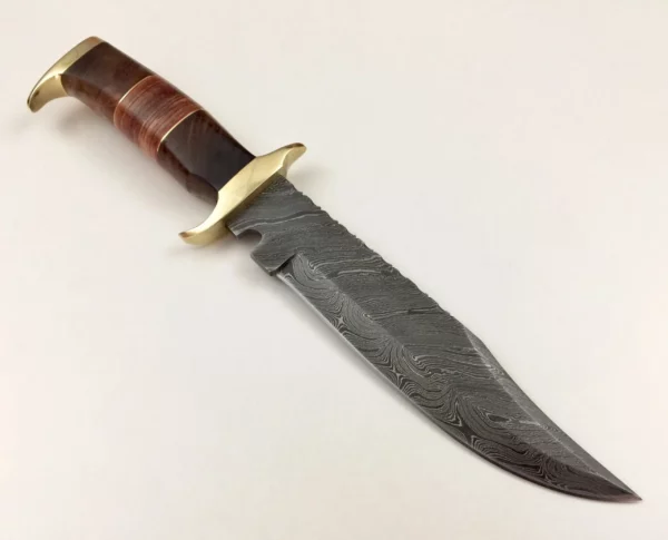 Custom Damascus Steel Bowie Knife With Walnut Wood Handle BK 54 3