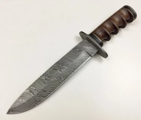 Custom Damascus Steel Bowie Knife With Walnut Wood Handle BK 58 2