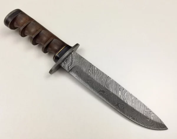 Custom Damascus Steel Bowie Knife With Walnut Wood Handle BK 58 3