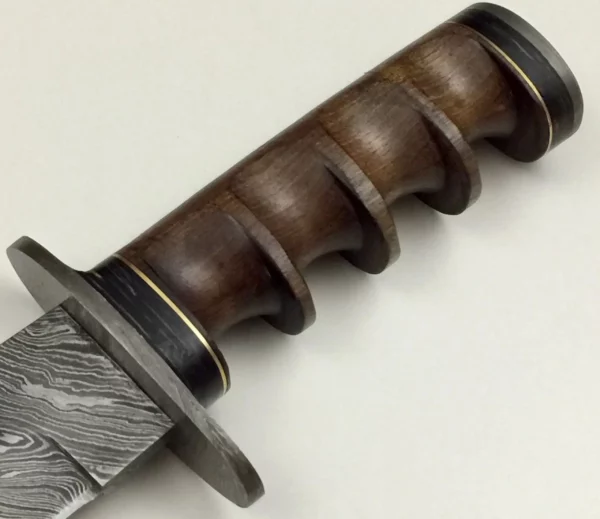 Custom Damascus Steel Bowie Knife With Walnut Wood Handle BK 58 5