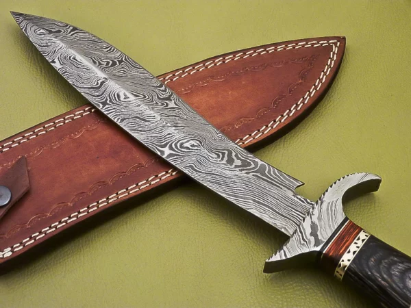 Custom Damascus Steel Hunting Knife Bone Wood Handle HK 09 10