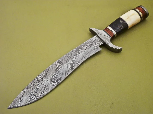 Custom Damascus Steel Hunting Knife Bone Wood Handle HK 09 2
