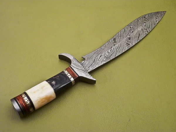 Custom Damascus Steel Hunting Knife Bone Wood Handle HK 09 4
