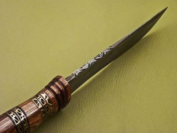 Custom Damascus Steel Hunting Knife with Beautiful Wood Handle HK 02 5
