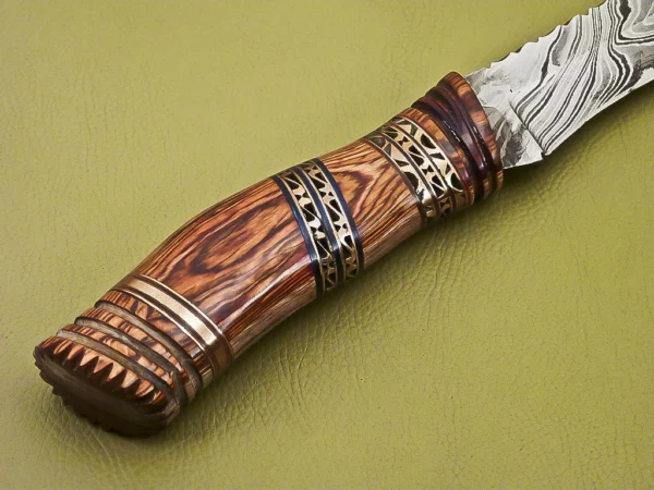 Custom Damascus Steel Hunting Knife with Beautiful Wood Handle HK 02 6