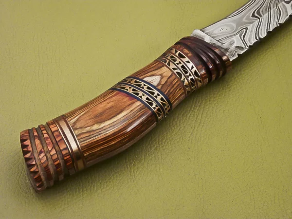 Custom Damascus Steel Hunting Knife with Beautiful Wood Handle HK 02 7
