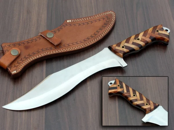Custom Hand Made D2 Steel Beautiful Combination Wood Hunting Bowie Knife BK 2 1