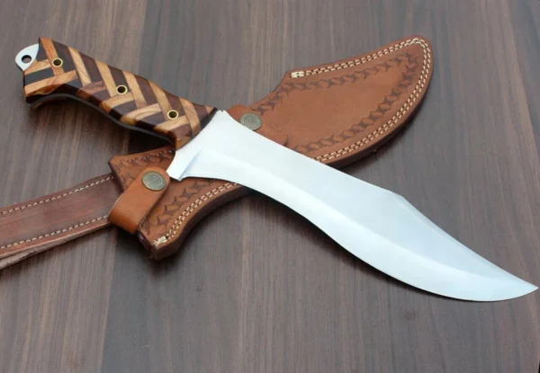 Custom Hand Made D2 Steel Beautiful Combination Wood Hunting Bowie Knife BK 2 5