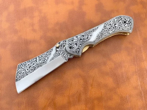 Custom Hand Made D2 Steel Beautifully Engraved Pocket Knife FK 54 10