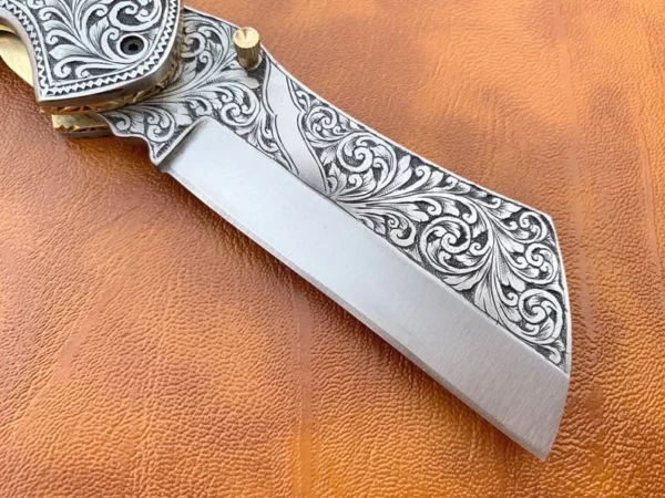 Custom Hand Made D2 Steel Beautifully Engraved Pocket Knife FK 54 2
