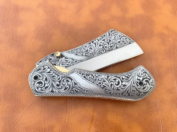 Custom Hand Made D2 Steel Beautifully Engraved Pocket Knife FK 54 4
