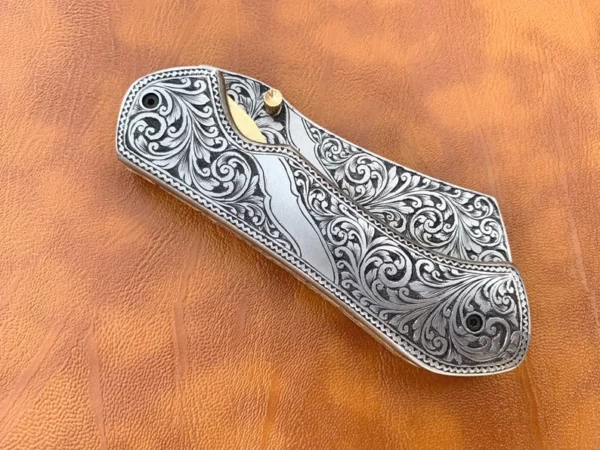 Custom Hand Made D2 Steel Beautifully Engraved Pocket Knife FK 54 5