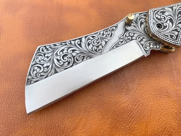 Custom Hand Made D2 Steel Beautifully Engraved Pocket Knife FK 54 6