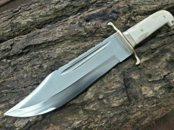 Custom Hand Made D2 Tool Steel Hunting Bowie Knife with Camel Bone Handle BK 17 1