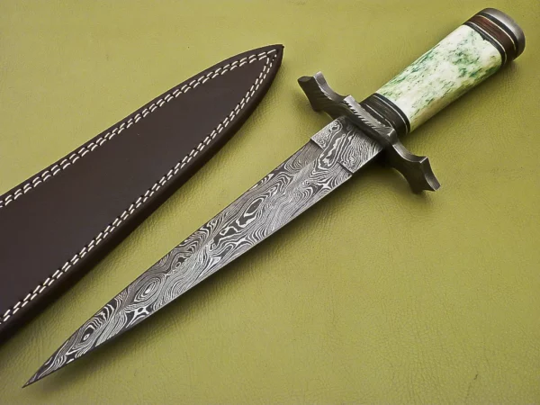 Custom Hand Made Damascus Steel Beautiful Dagger Knife with Camel Bone Handle DK 13 1