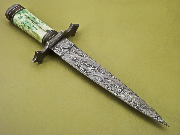 Custom Hand Made Damascus Steel Beautiful Dagger Knife with Camel Bone Handle DK 13 3
