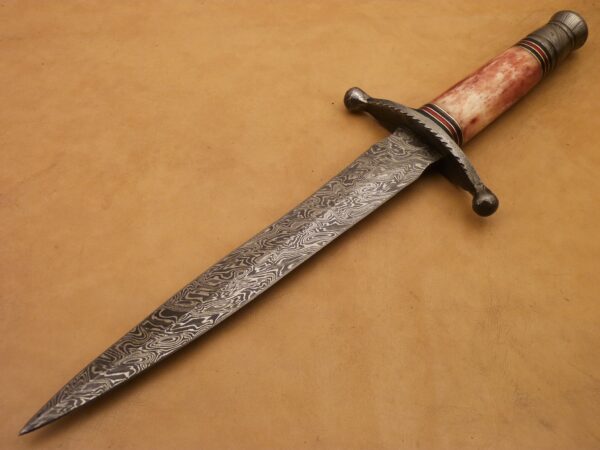 Custom Hand Made Damascus Steel Beautiful Dagger Knife with Colored Camel Bone Handle DK 14 2
