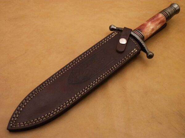 Custom Hand Made Damascus Steel Beautiful Dagger Knife with Colored Camel Bone Handle DK 14 7