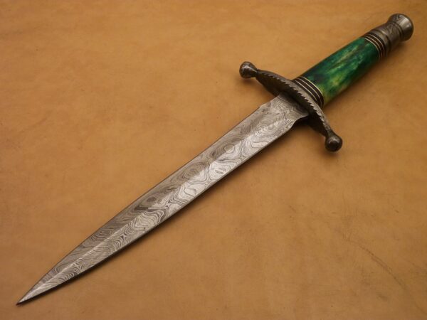 Custom Hand Made Damascus Steel Beautiful Dagger Knife with Colored Camel Bone Handle DK 15 2