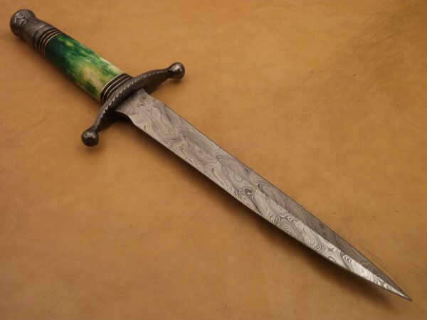 Custom Hand Made Damascus Steel Beautiful Dagger Knife with Colored Camel Bone Handle DK 15 3