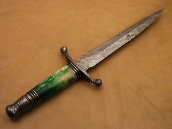 Custom Hand Made Damascus Steel Beautiful Dagger Knife with Colored Camel Bone Handle DK 15 4