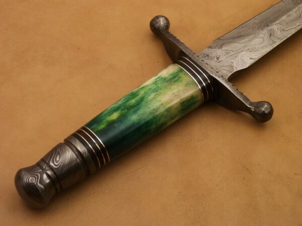 Custom Hand Made Damascus Steel Beautiful Dagger Knife with Colored Camel Bone Handle DK 15 5