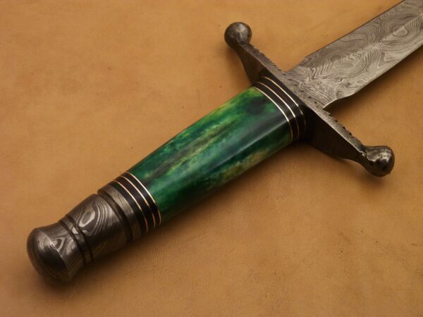 Custom Hand Made Damascus Steel Beautiful Dagger Knife with Colored Camel Bone Handle DK 15 6