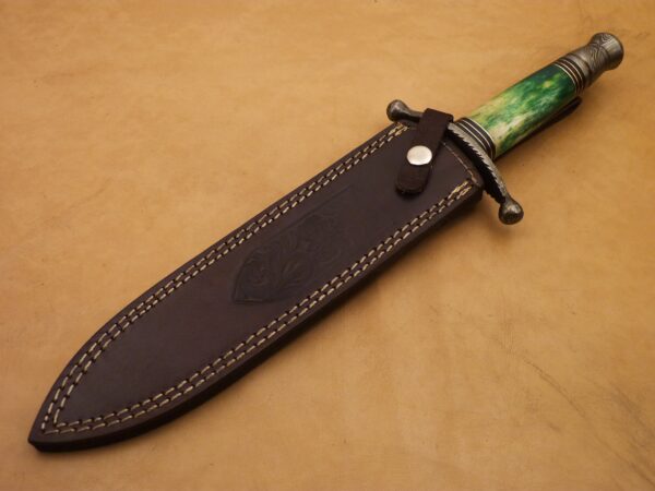 Custom Hand Made Damascus Steel Beautiful Dagger Knife with Colored Camel Bone Handle DK 15 7