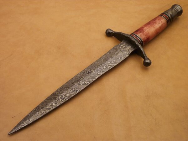 Custom Hand Made Damascus Steel Beautiful Dagger Knife with Colored Camel Bone Handle DK 16 2