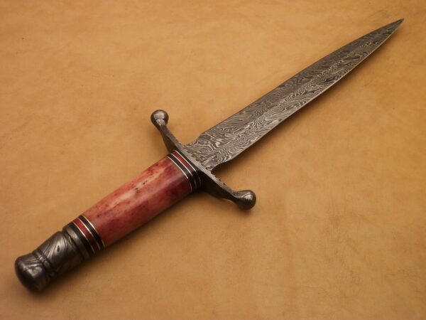 Custom Hand Made Damascus Steel Beautiful Dagger Knife with Colored Camel Bone Handle DK 16 4