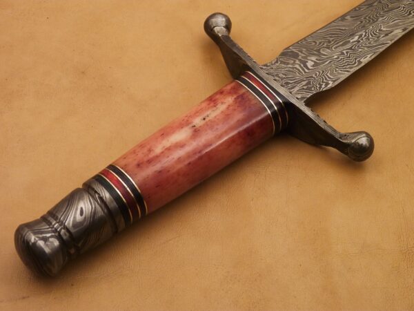 Custom Hand Made Damascus Steel Beautiful Dagger Knife with Colored Camel Bone Handle DK 16 5