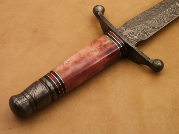 Custom Hand Made Damascus Steel Beautiful Dagger Knife with Colored Camel Bone Handle DK 16 6