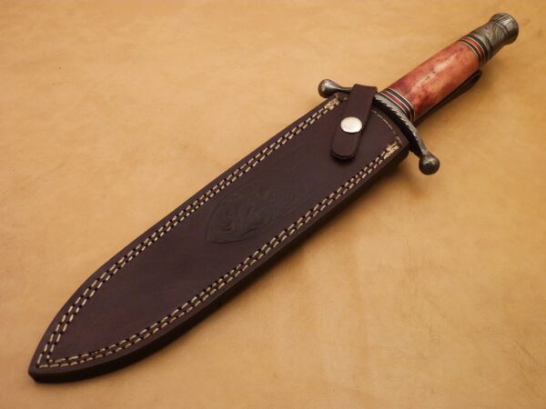 Custom Hand Made Damascus Steel Beautiful Dagger Knife with Colored Camel Bone Handle DK 16 7