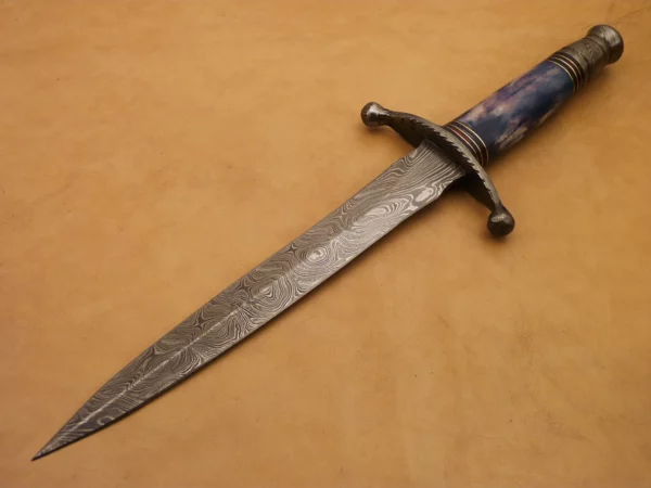 Custom Hand Made Damascus Steel Beautiful Dagger Knife with Colored Camel Bone Handle DK 17 2