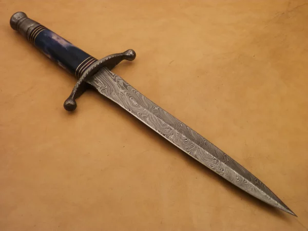 Custom Hand Made Damascus Steel Beautiful Dagger Knife with Colored Camel Bone Handle DK 17 3