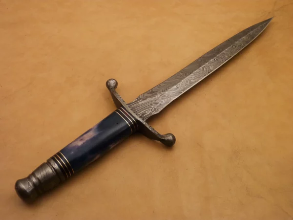 Custom Hand Made Damascus Steel Beautiful Dagger Knife with Colored Camel Bone Handle DK 17 4