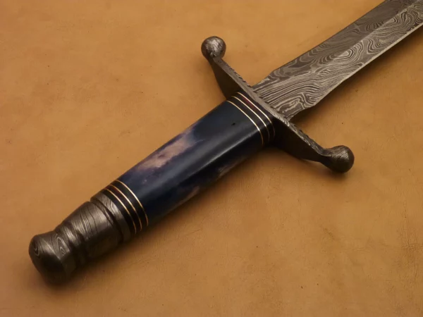 Custom Hand Made Damascus Steel Beautiful Dagger Knife with Colored Camel Bone Handle DK 17 5