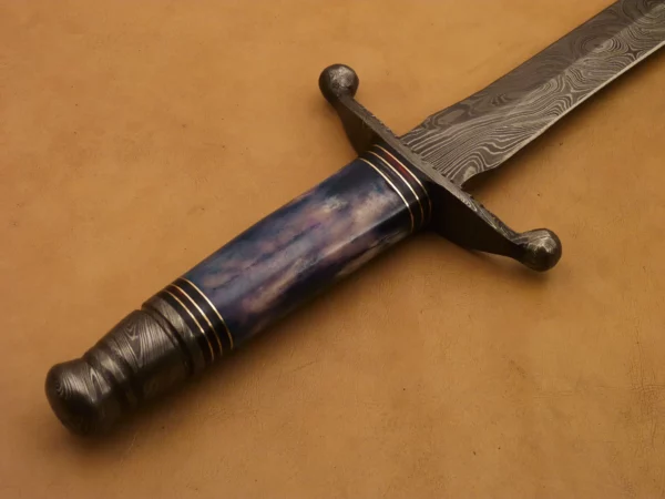 Custom Hand Made Damascus Steel Beautiful Dagger Knife with Colored Camel Bone Handle DK 17 6