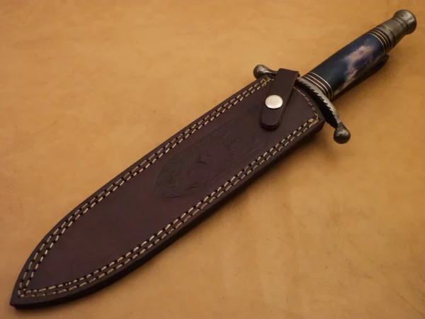 Custom Hand Made Damascus Steel Beautiful Dagger Knife with Colored Camel Bone Handle DK 17 7