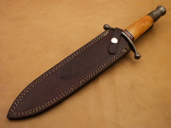 Custom Hand Made Damascus Steel Beautiful Dagger Knife with Colored Camel Bone Handle DK 18 7