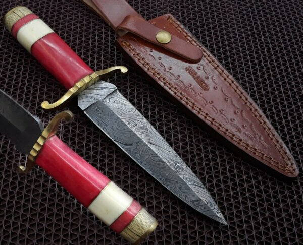 Custom Hand Made Damascus Steel Beautiful Dagger Knife with Wood Bone Handle DK 11 1